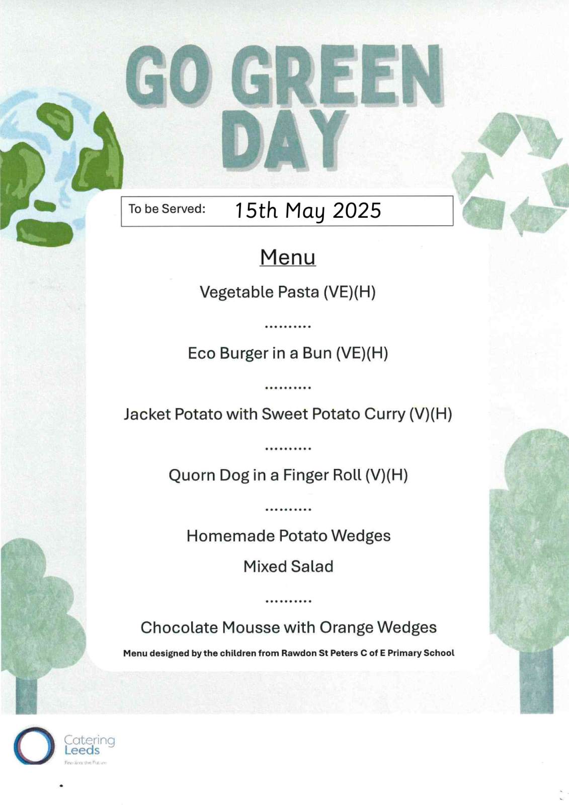 Go Green Day Special Menu 15th May 2025